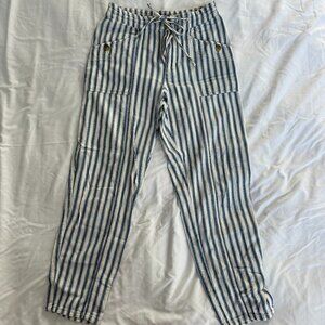 American Eagle Blue and White Striped Boat Pants